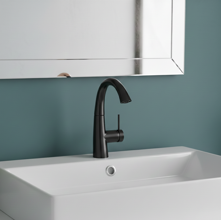 نمونه نصب شده شیر روشویی زو KWC رنگ مشکی