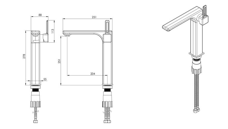 راهنمای نصب شیر روشویی پایه بلند میشل شودر